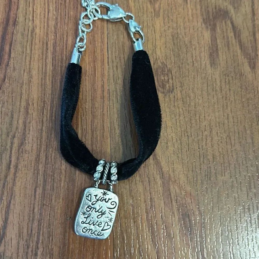 Brighton silver Intricate bracelet velvet you only live once heart bracelet silv